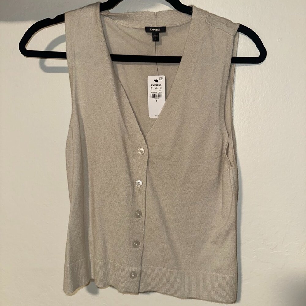 Express beige knitted vest top